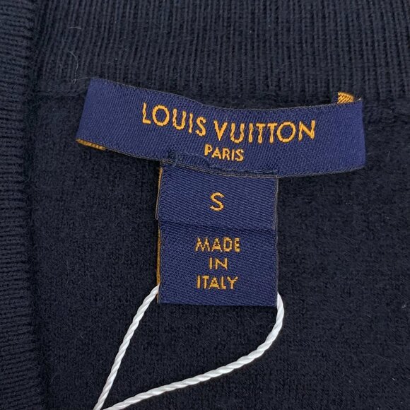 CW0713 Louis Vuitton Womens Wool Zip-Up Cardigan With Striped Sleeves & Embroide - Picture 6 of 8